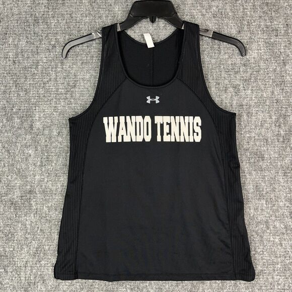 Under Armour Shirt Womens Medium Tank Top Tennis Basic Casual Tee Black Heatgear - Picture 1 of 11
